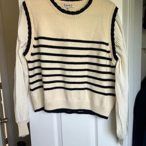 Nanette Lenore Women's Striped Sweater - Cream and Black